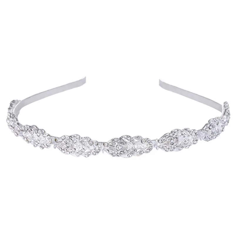 Sparkling Rhinestone Leaf Headband, Bridal Crystal Hair Accessory for Wedding Ceremony