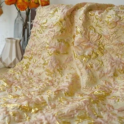 Gold Silk Relief Vintage Jacquard Fabric Pleated Brocade Fabrics DIY Women's Clothing Dress Bag Decorative Sewing Accessories