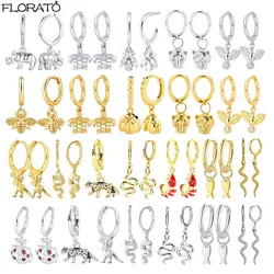 925 Sterling Silver Needle Exquisite Insect Pendant Earrings 2025 New Small Hoop Earrings for Women Fashion Jewelry Wholesale