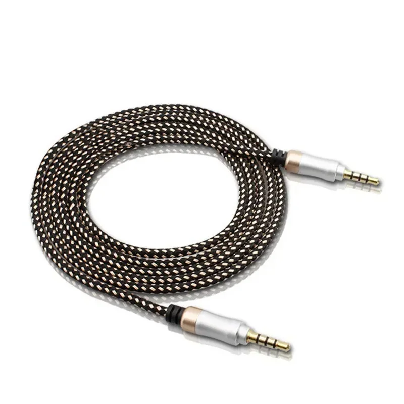 Aux 3.5mm Audio Cable With Mic 3.5 Jack 4 Pole Male To Male Connector Kable For Car Mobile Phone Notebook Speaker Line 1.5M