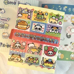 Kawaii A6 Panda Document Organizer Storage Binder Vintage Showa Style Fixed-page Scrapbook Stickers Binder with Clover Design