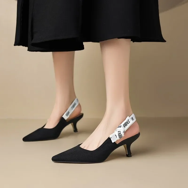 2026 Summer Sexy Pointy Heels Fashion Letter Design Lace-up Elegant Women's Dress Stiletto Sandals Party Party Zapatos De Mujer