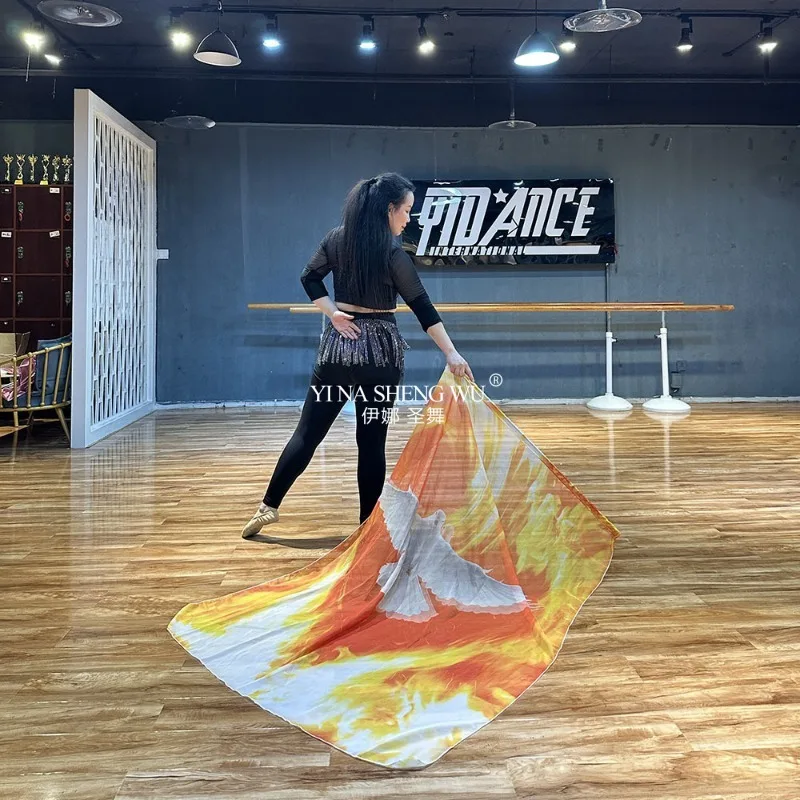 جديد الرقص الدعامة العلم الرقص الشرقي أداء اكسسوارات الدعائم الأبيض حمامة العلم 170*110 سنتيمتر العبادة أعلام مع عصا الثناء العلم