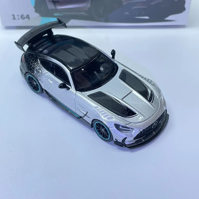 In stock: 1:64 AMG GT silver star alloy replica vehicle model, boy toy gift, room collection statue