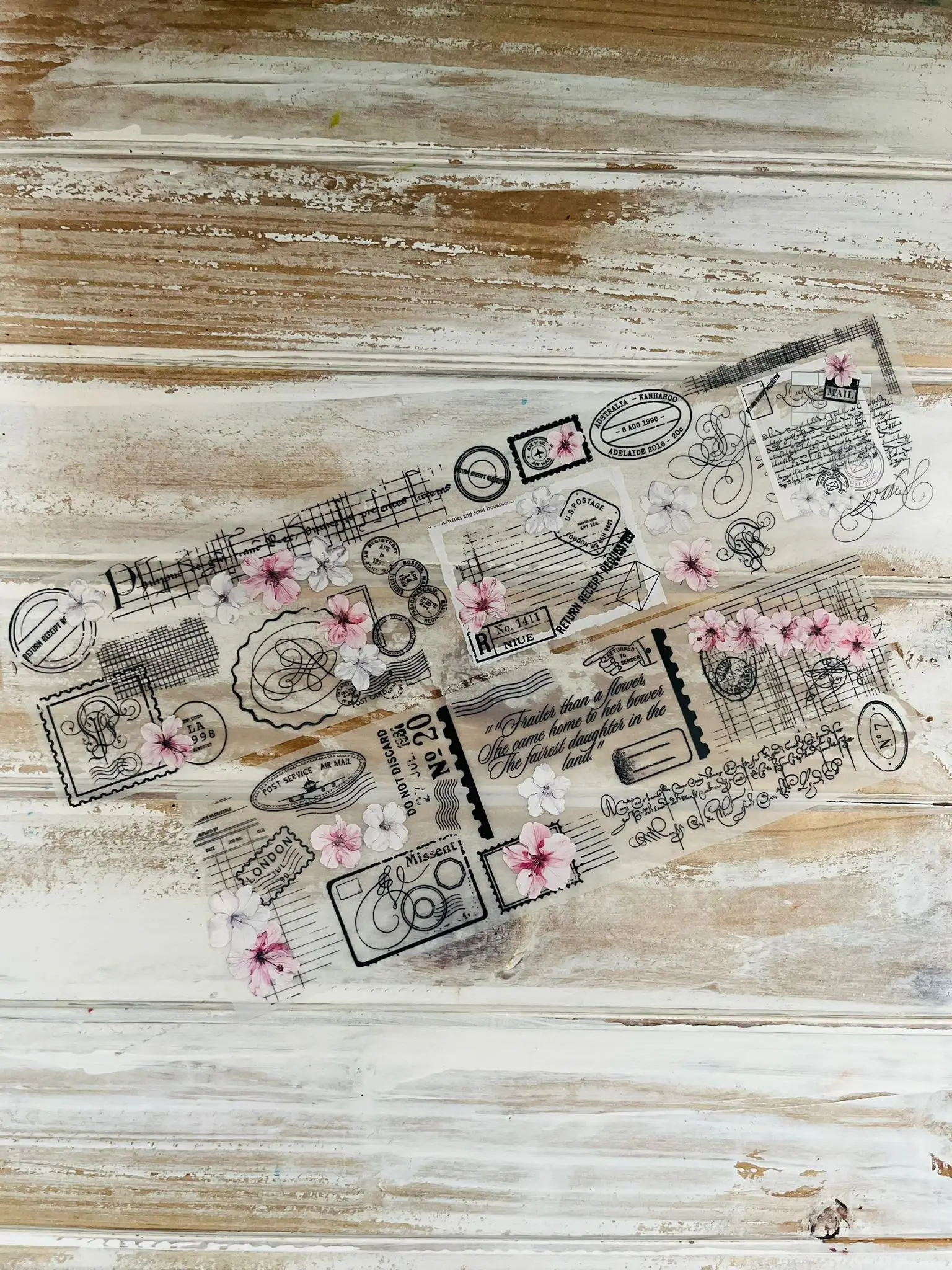 SCS Studio Vintage Pink Silver Voyage Washi PET Tape for Card Making Decoration DIY Scrapbooking Plan Stickers