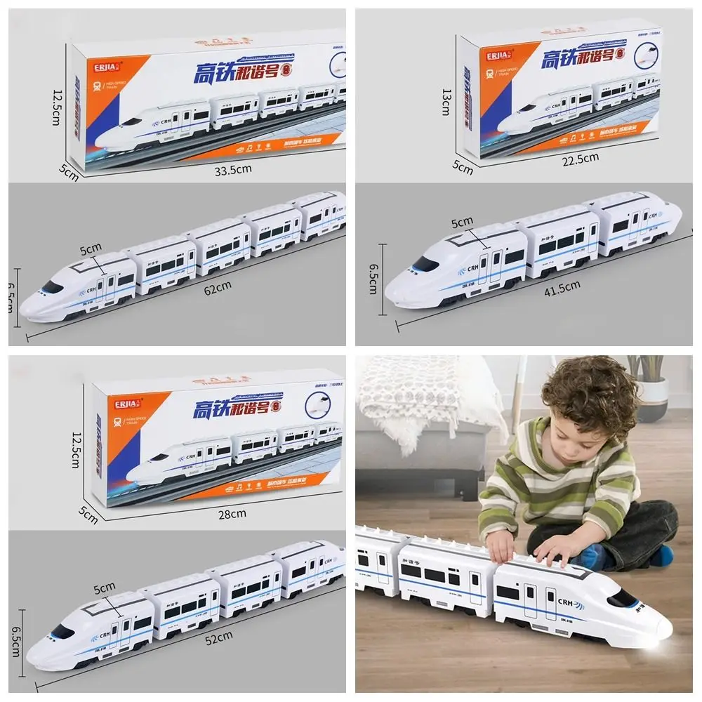 Simulação de cimento de plástico harmonia ferroviário-car com luz sonora elétrica trem ferroviário de alta velocidade brinquedos modelo emu brinquedo