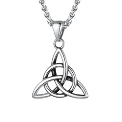 U7 Stainless Steel Celtic Knots Necklaces Triquetra Gold Color 22 Inches Wheat Link Chain Irish Knot Unisex Viking Jewelry