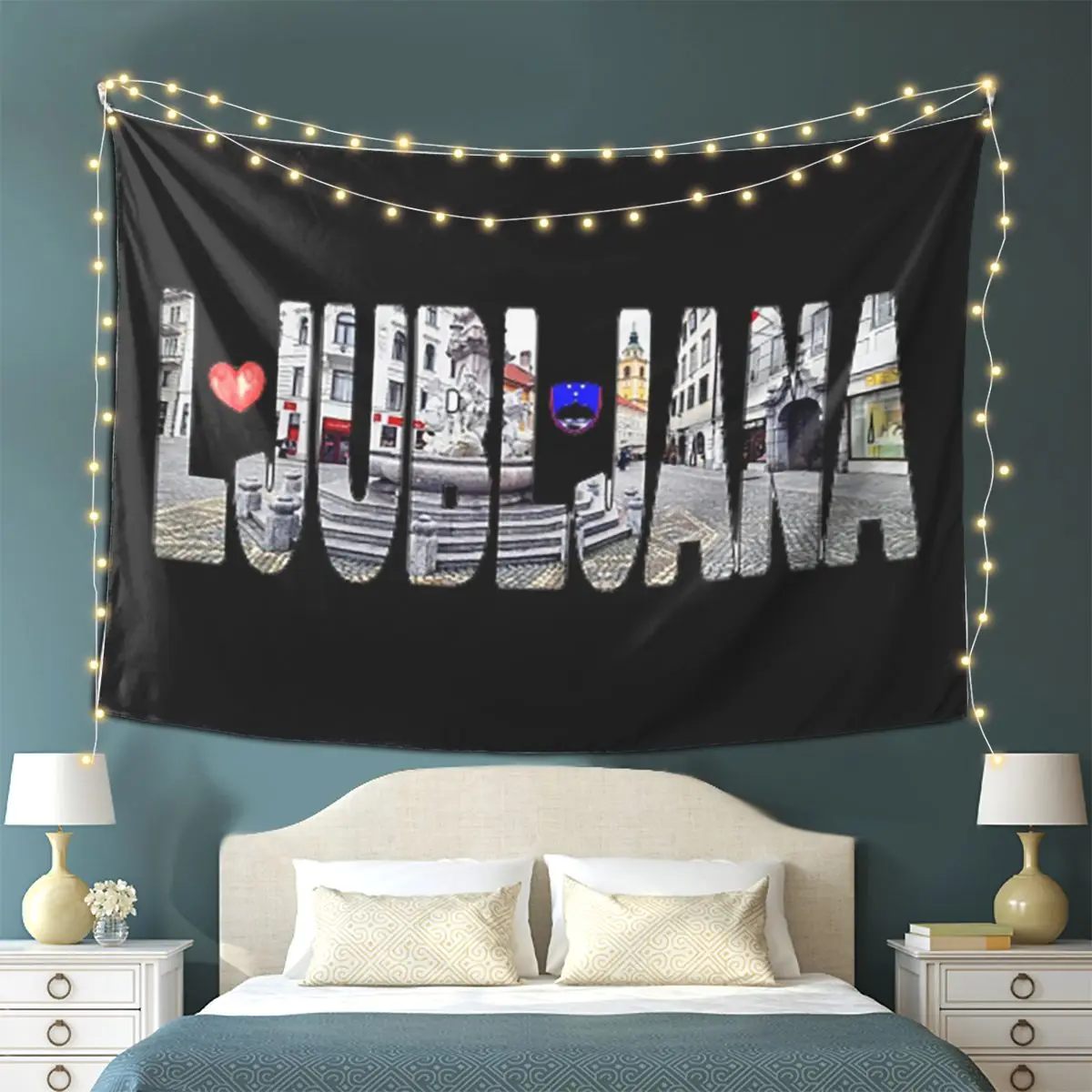 

Ljublijana Robbov Vodnjak Fountain Mestni Trg Plaza Tapestry Wall Hanging Aesthetic Home Decoration Tapestries for Dorm Room