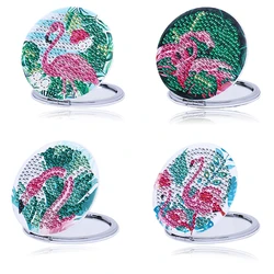 1pc/Set DIY Flamingo Diamond Painting Makeup Mirror Kits Crystal Rhinestones Animal Diamond Art Compact Mirror for Women