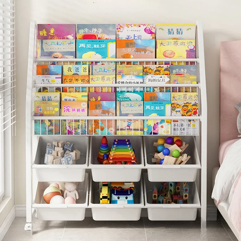 Modern Carbon Steel Bookcases for Home Removable Toy Storage Convenient Bookcase Creative Simple Household Shelf for Library