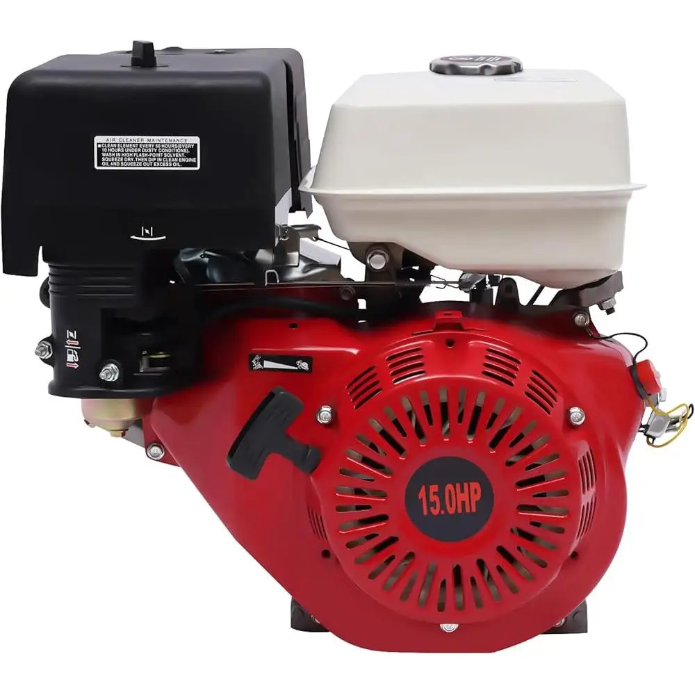 Gas Engine Motor 15HP 4 Stroke Gas Powered Portable Generator-Manual Recoil Starter 9.7KW 3600RPM Air Cooling Garden Tiller