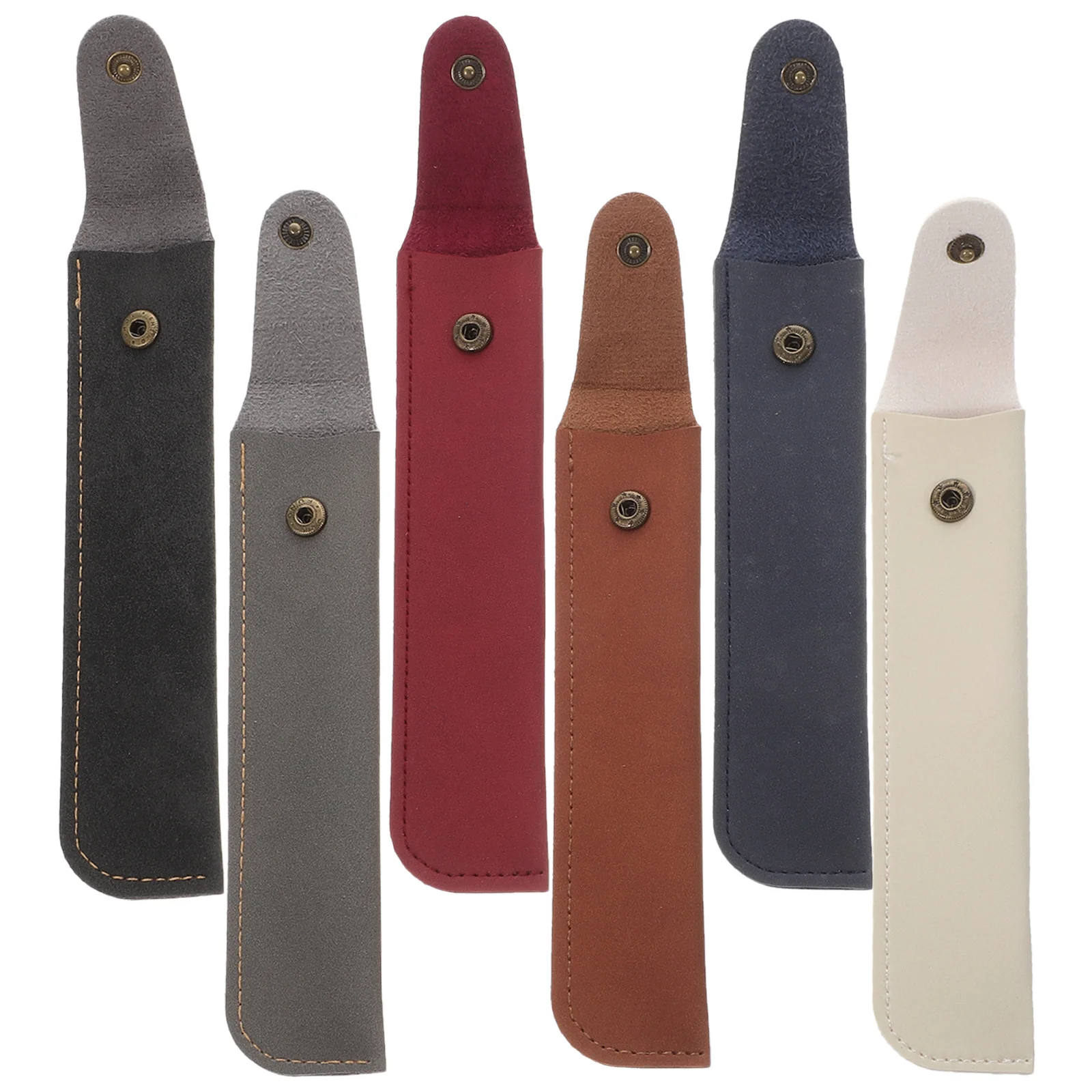 6Pcs 단일 펜 홀더 파우치 슬리브 PU 펜 케이스 이동 중에도 학교 사무실 문구 용품을위한 소형 보호 커버