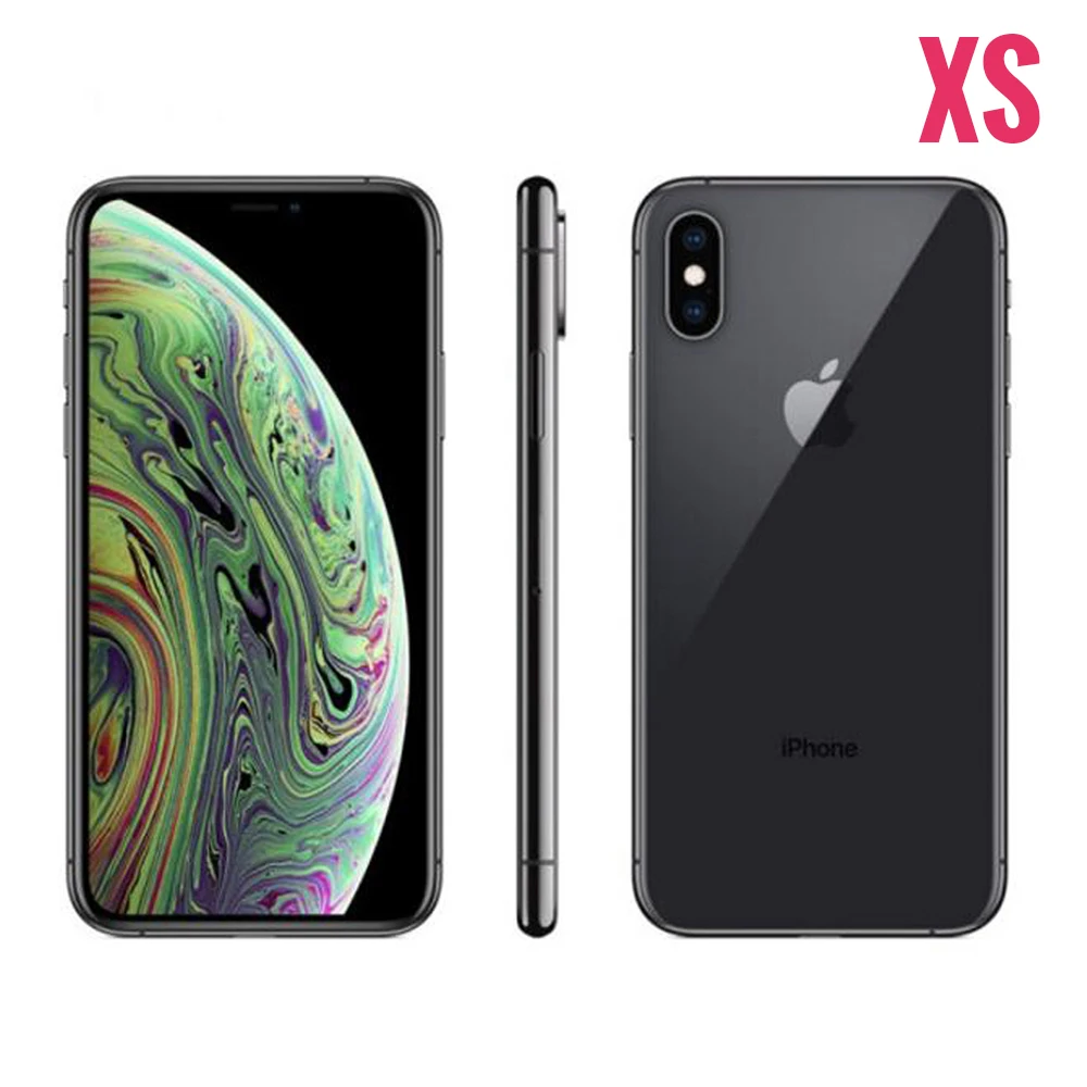 هاتف Apple iPhone XS المحمول الأصلي بشاشة 5.8 بوصة وذاكرة وصول عشوائي 4 جيجابايت وذاكرة قراءة فقط 64 جيجابايت/256 جيجابايت A12 بيونيك 4G LTE هاتف محمول غير مقفول معرف الوجه يعمل
