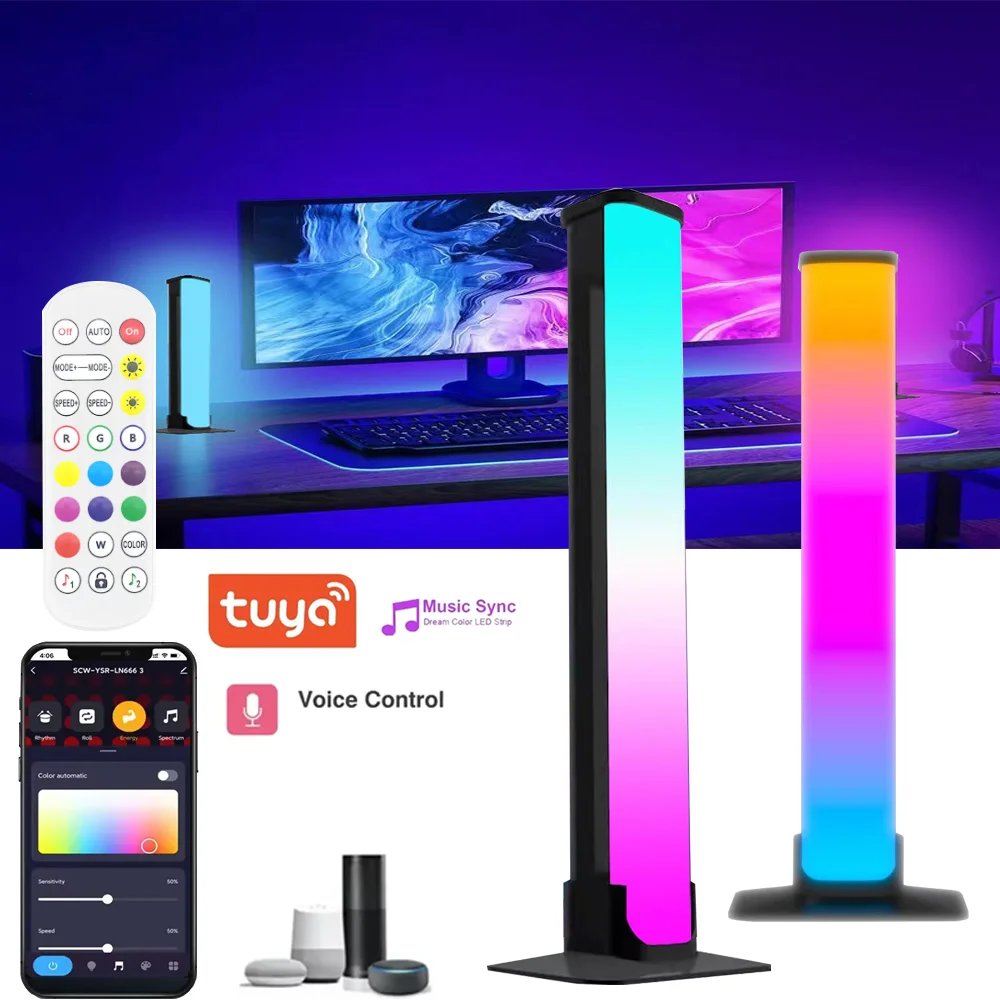 5V USB Tuya WiFi RGBIC LED Atmosphere Light Music Sync TV Wall PC Gaming Lamp Bar APP Voice/Remote Control for Alexa Google Home