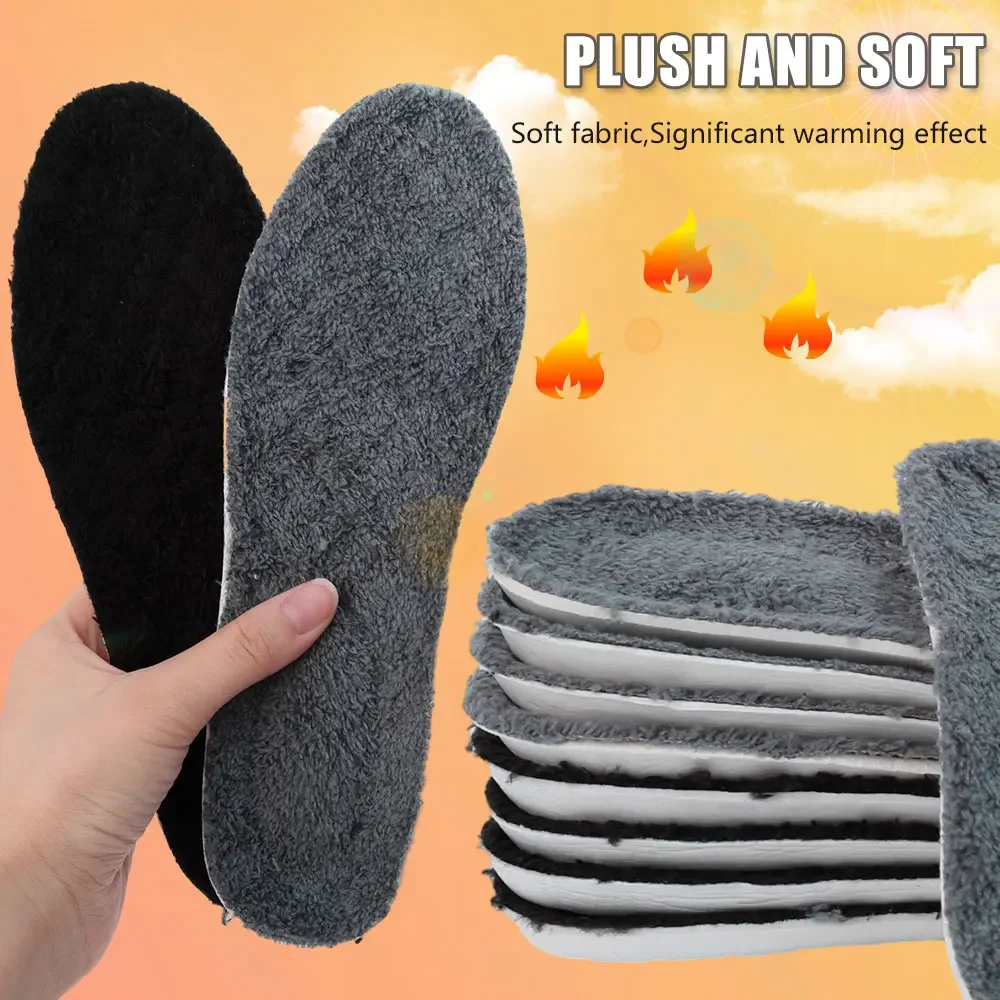 Thermal Thicken Plush Insole Wool Warm Memory Foam for Unisex Sports Shoes Pad Soft Chill-proof Self-heating Absorbent Shoe Pads