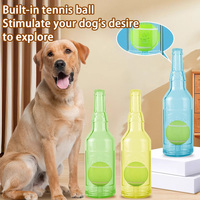 Pet Dog Toy Resistant Bite Teething Floating Rubber TPR Wine Bottle with Tennis Ball Large Dogs Puppy Sound Toys Pets Supplies