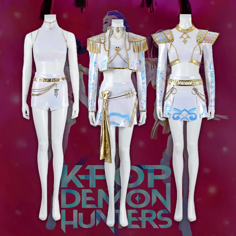 

Newly KPop Demon Hunters Mira Cosplay Costume White Stage Uniform Huntrix Outfit Women Girls Halloween Carnival Role Play Suii