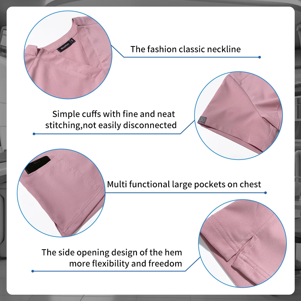 Conjunto de uniforme quirúrgico para mujer, conjunto de enfermería con bolsillo, pantalones para correr, uniforme médico clínico para enfermera, trajes de salón de belleza y Hospital