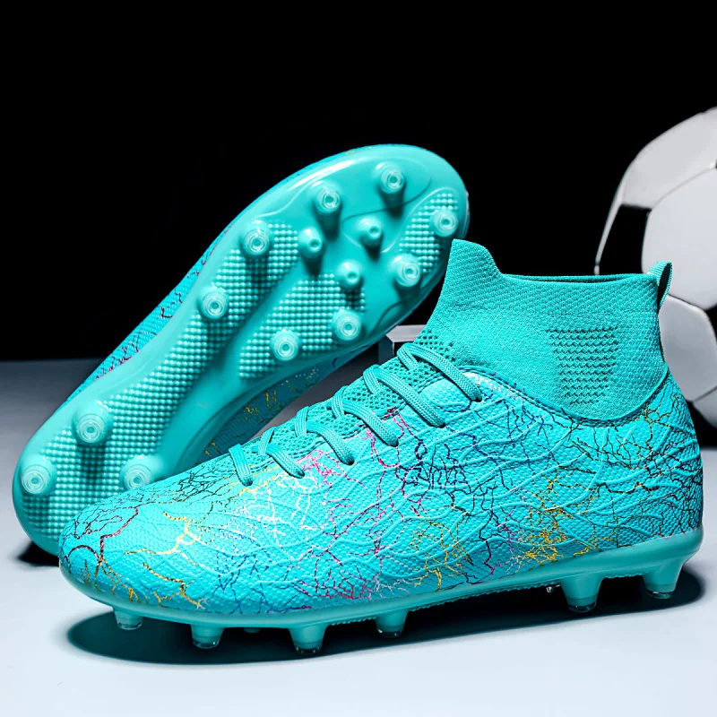 

2025 High Top Football Shoes New Children Football Soccer Boots Soccer Shoes Kids Boy Girl Sneakers New Leather Soccer Cleats Tr