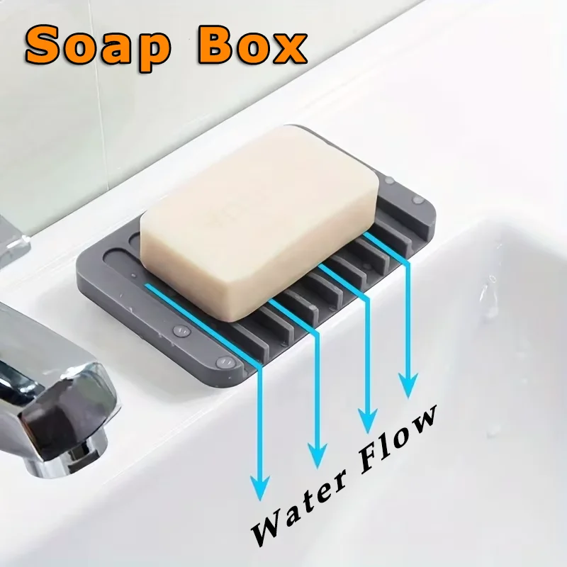 

Silicone Draining Soap Box No Punch Non Slip Creative Shelf Flexible Kitchen Bathroom Countertop Home Storage Organizer 1Pc New