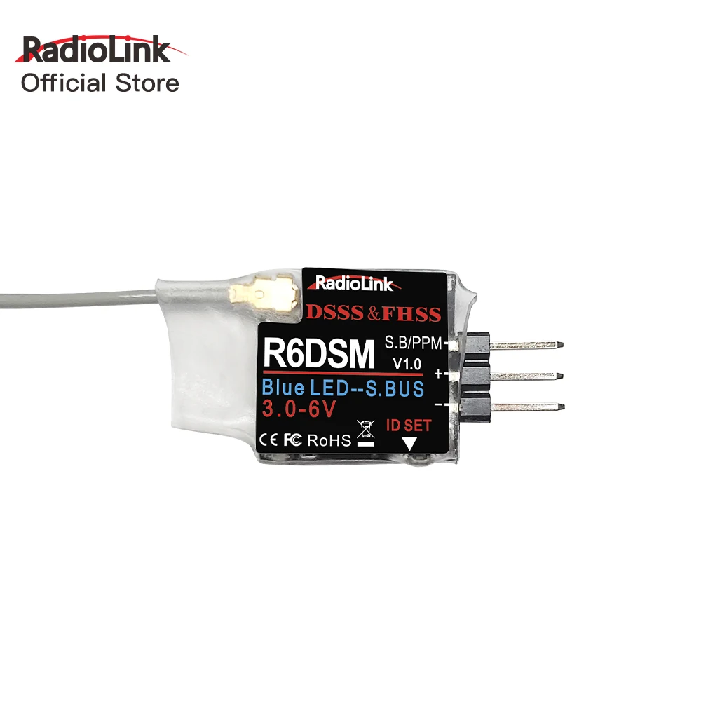 Radiolink R6DSM 2.4G 10CH RC nadajnik-odbiornik mały rozmiar SBUS/PWM nadaje się do wyścigów drony kompatybilny z AT9S/AT10/AT10II