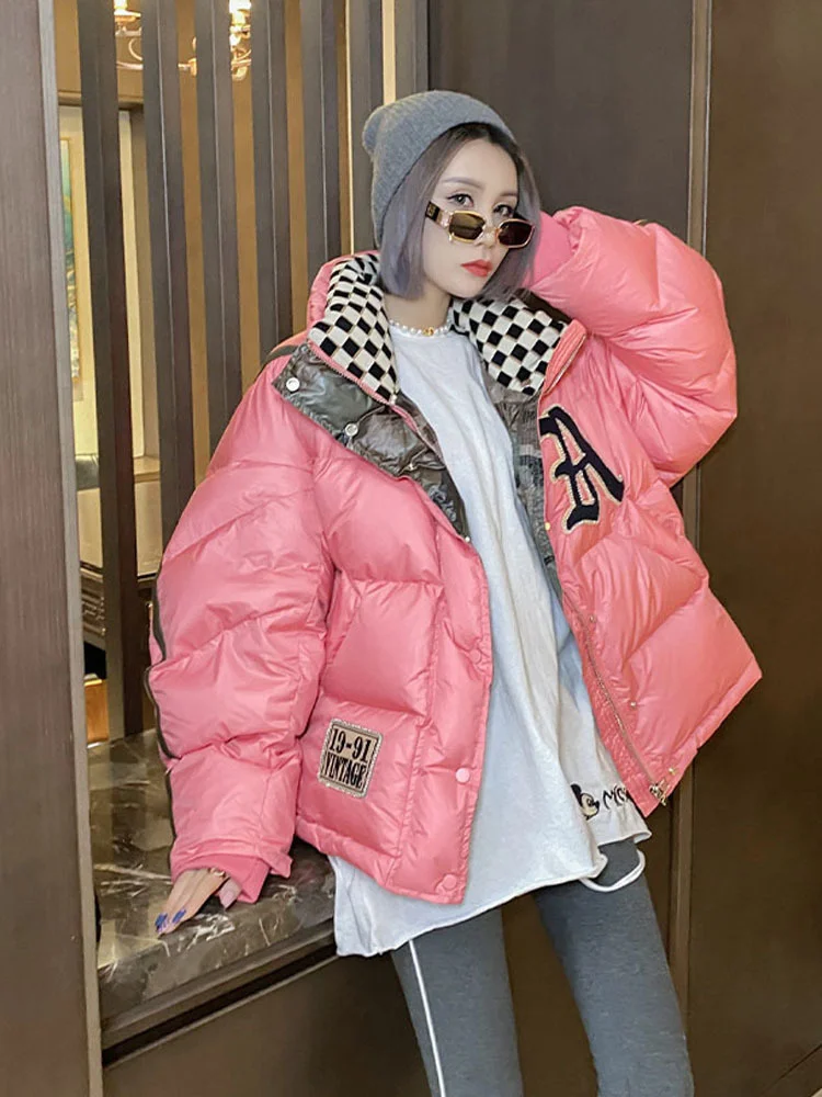 Women Winter Short New Design Sense Bread Jacket Plus Velvet Warm High-quality White Duck Down Coats Female Clothing