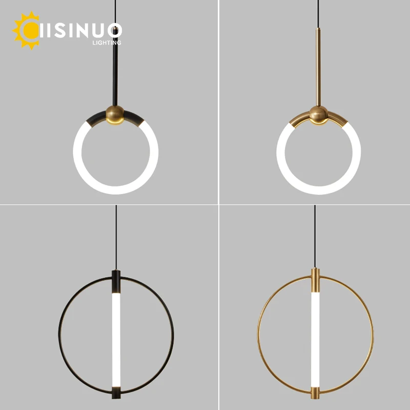 Moderne LED-Kreis Pendel leuchten Leuchten hängen Schlafzimmer Lampen für Home Decora Beleuchtung Gold schwarz Drop light Küchen leuchten