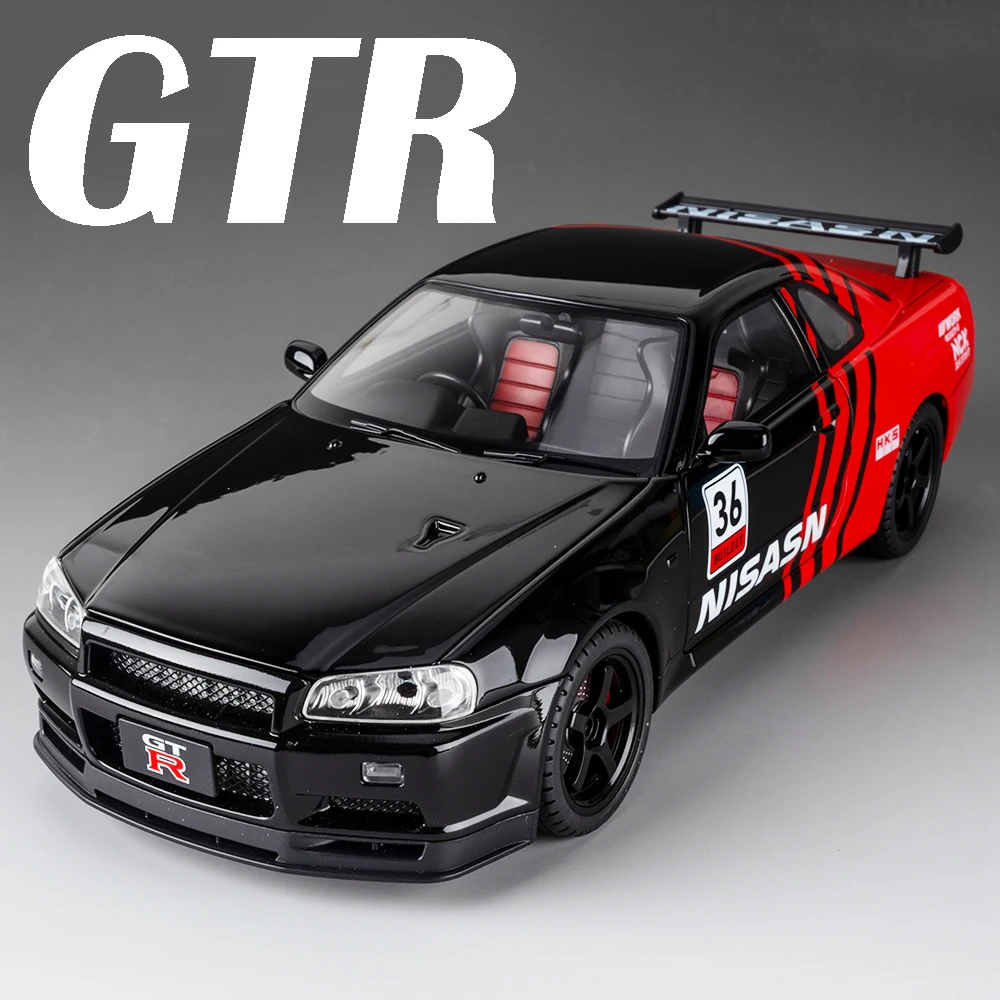 

1:18 спортивный автомобиль SKYLINE GTR LP770, модель игрушки, сплав, литой под давлением суперкар, звук, свет, двери, открытая амортизация, коллекционный предмет