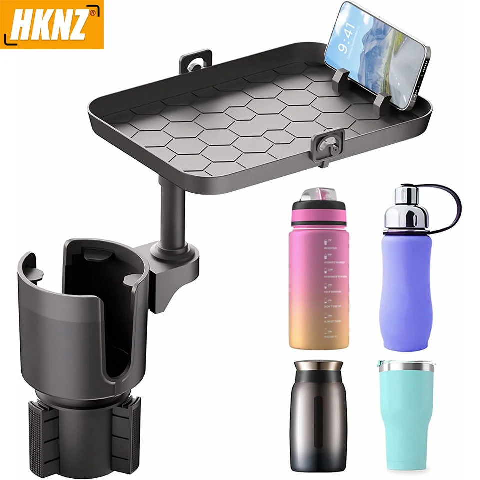 HKNZ Adjustable Car Phone Holder Tray 360° Rotating Car Table for Phone Slot Food Organized Cup Drink Holder in Car Accesories