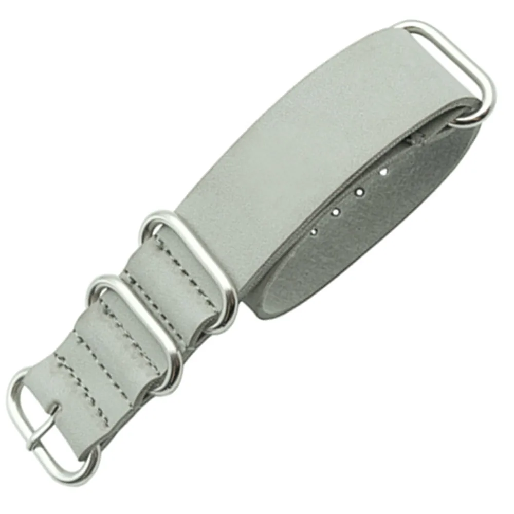 Leather Watchband Watch Band Strap 18mm 20mm 22mm 24mm Sliver Ring Buckle Men Women High Quality Watch Accessories