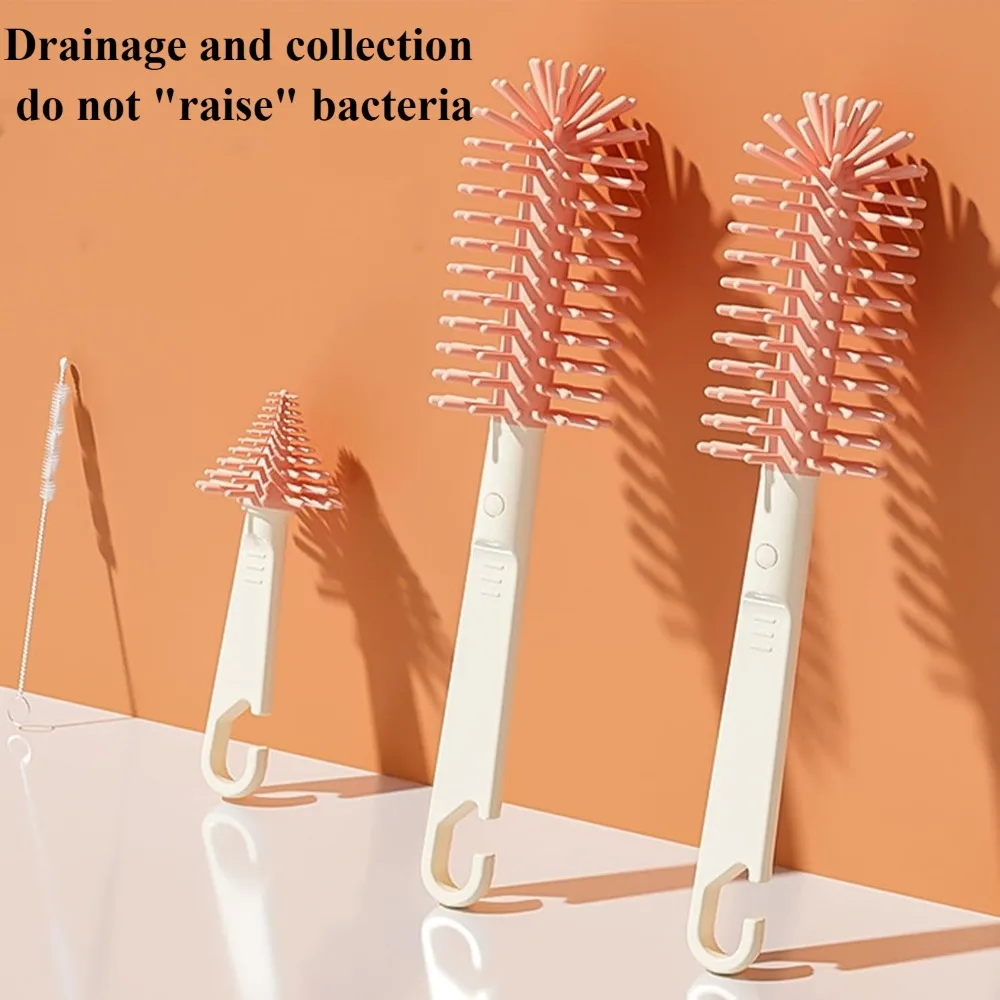 6 in 1 Silicone Bottle Brush Baby Bottle Cleaner Brush Set with Brush Straw Cleaner Drain Rack Pacifier Brush Storage Box