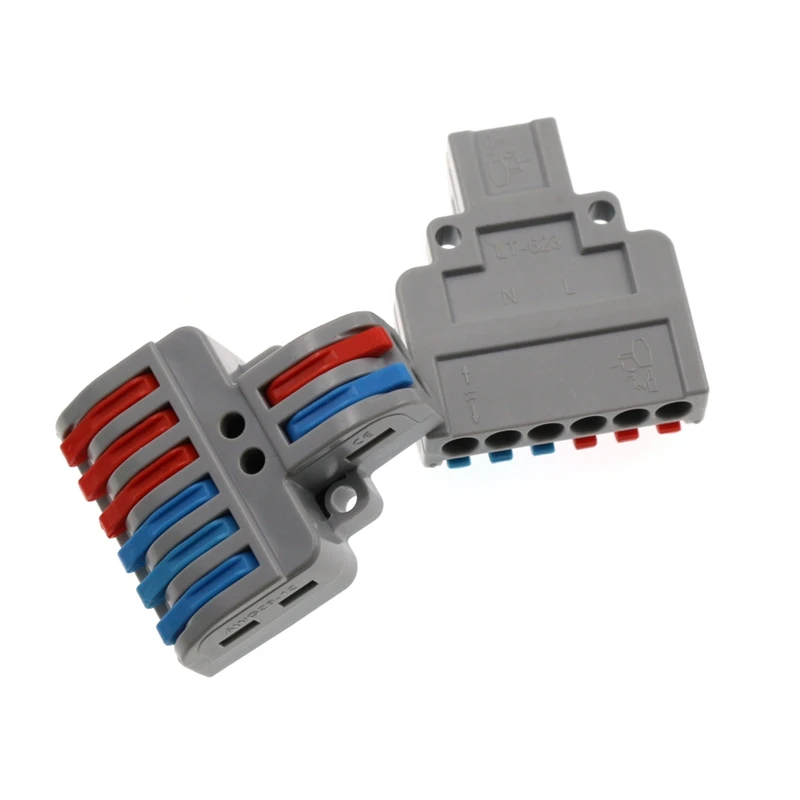 미니 퀵 와이어 커넥터, 범용 와이어 및 케이블 커넥터, 푸시 인 터미널 블록, 2 인 6 아웃 퀵 커넥터