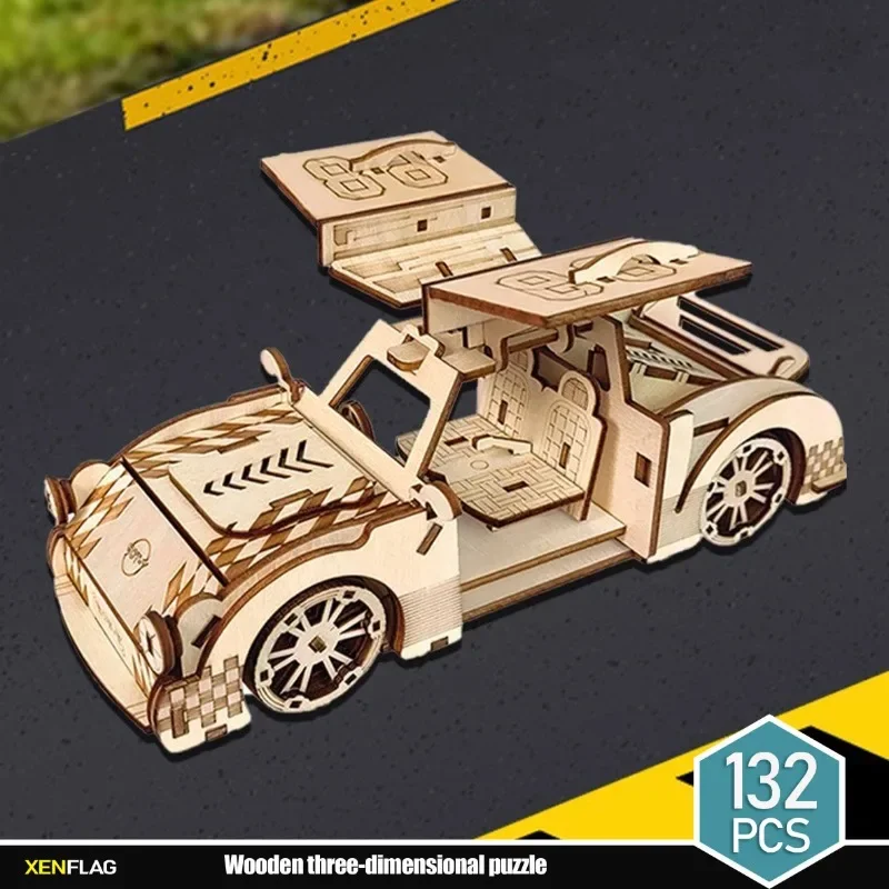 Handmade assembly of 3D wooden cool sports car models for adult and children's education scrawl gifts 3D handicraft accessories.