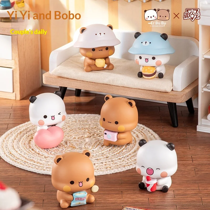 

New Yier And Bubu Couple Daily V3 Blind Box Cute Figurine Desktop Ornament Surprise Collectible Toy Christmas Gift For Girls