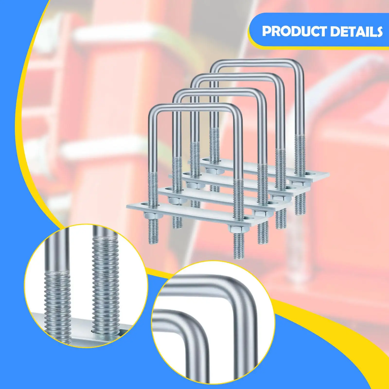 Pernos en U cuadrados de 4 piezas resistentes para mantenimiento automotriz industrial