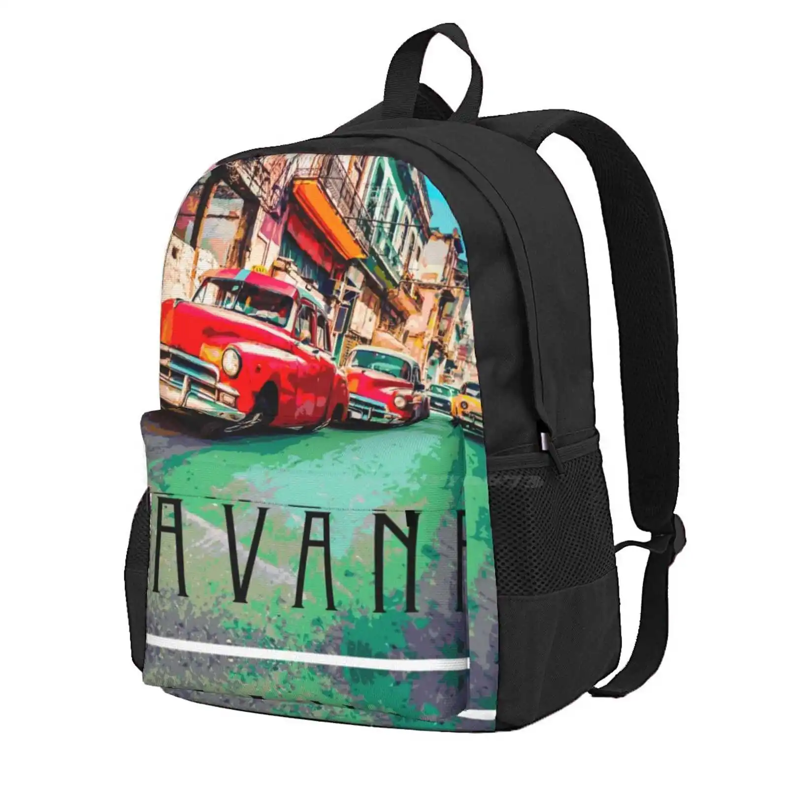 Havana Hot Sale Schoolbag Backpack Fashion Bags Vintage Habana Cuban Retro Rum Travel City Music Spanish Spirits Beverages