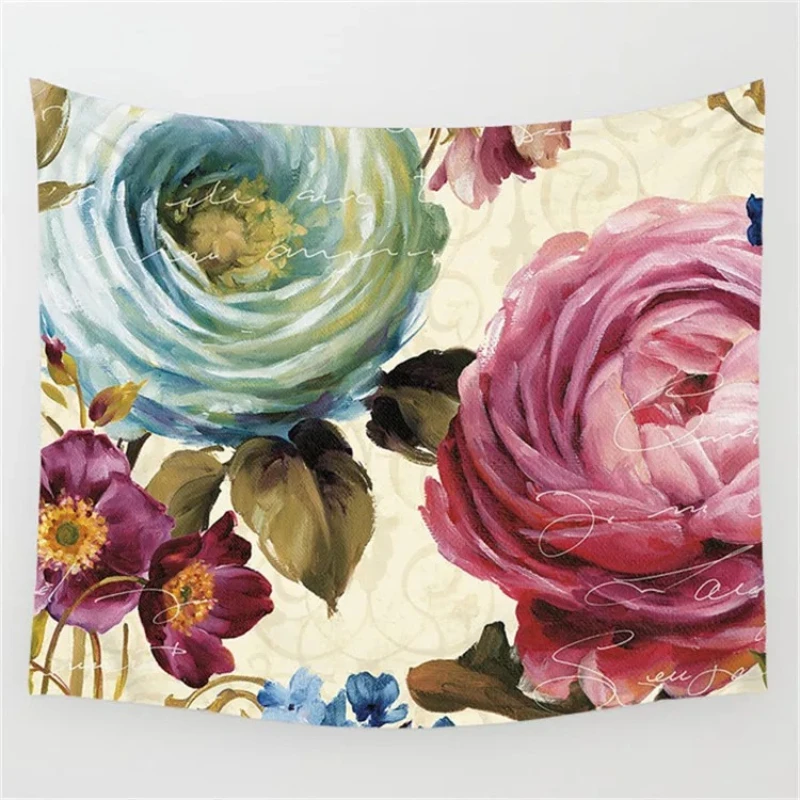 1pc, New Printed Flower Rose Tapestry Wall Hanging Tapestry Tablecloth Dustproof Cover