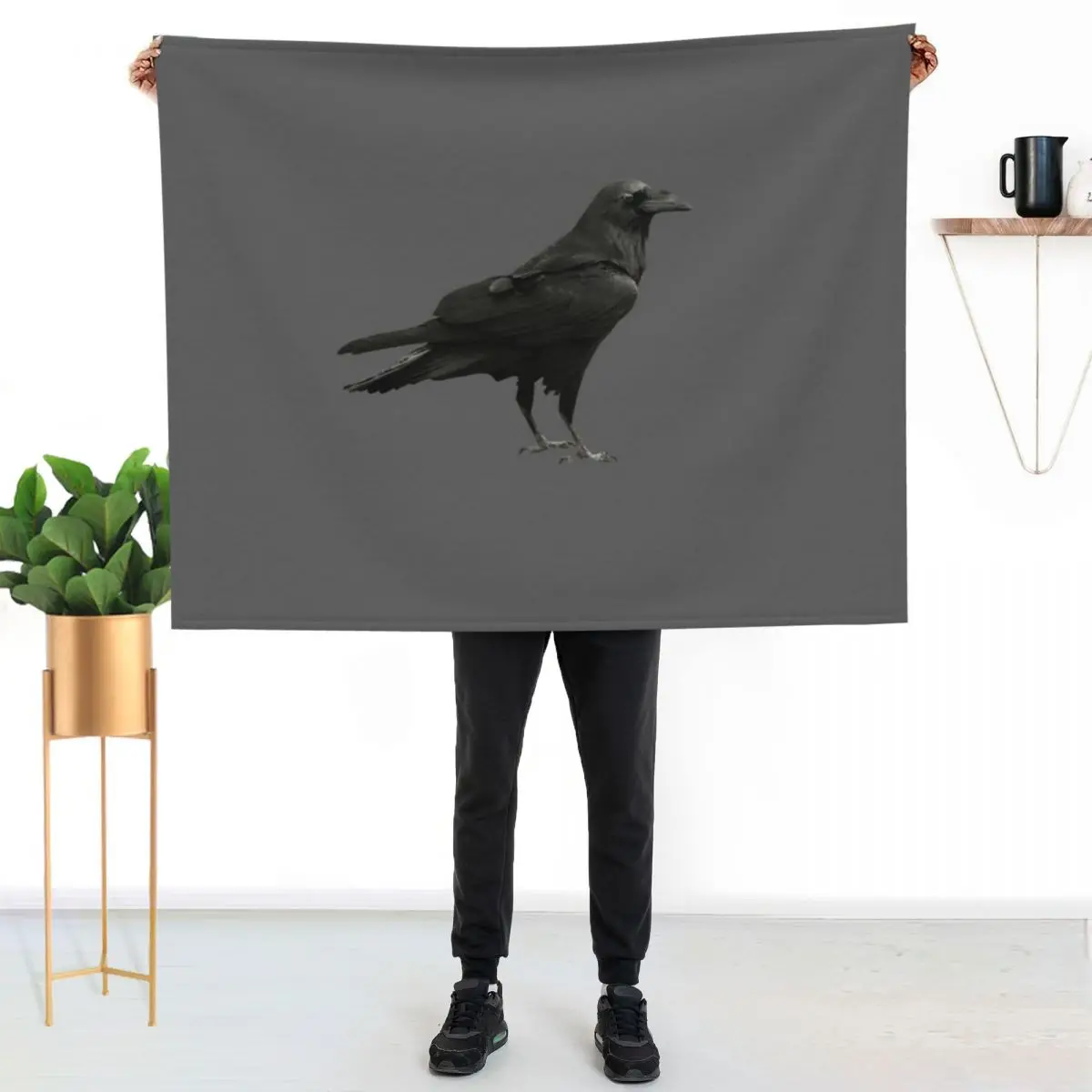 Vintage Black Crow Raven Silhouette Throw Blanket Stuffeds Plaid Blankets For Baby Winter beds For Baby Large Blankets