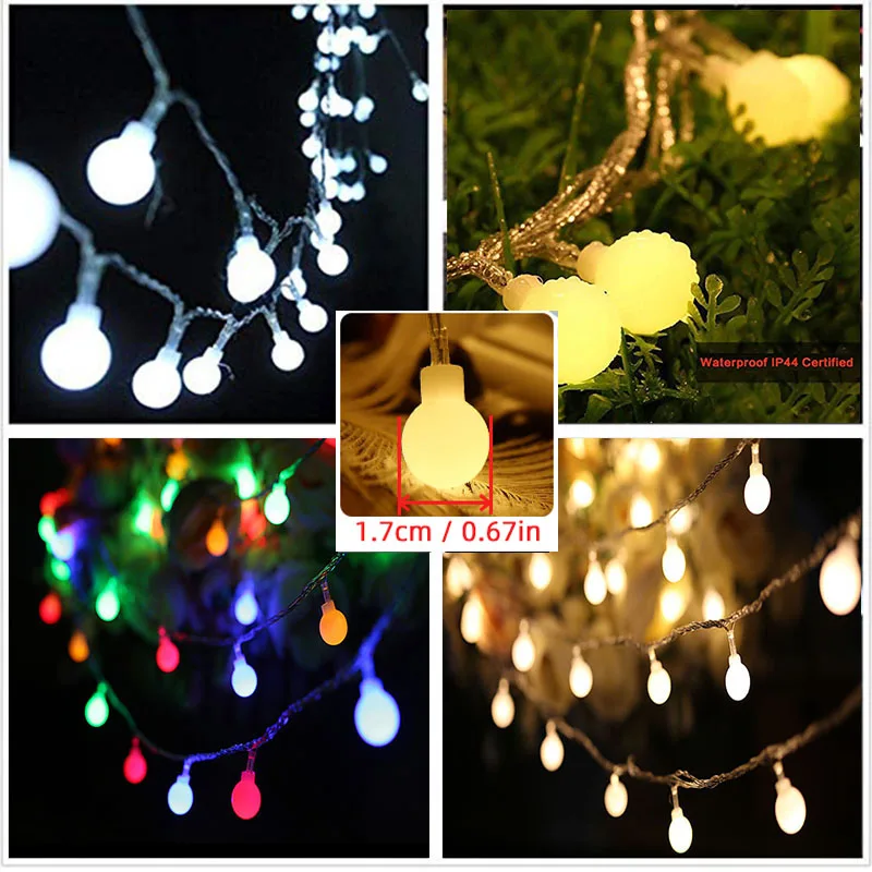 Batterie USB 220V 110V Betrieben LED Girlande Ball String Lichter Weihnachten Glühbirne Fairy Outdoor Für Zimmer Urlaub Hochzeit dekoration