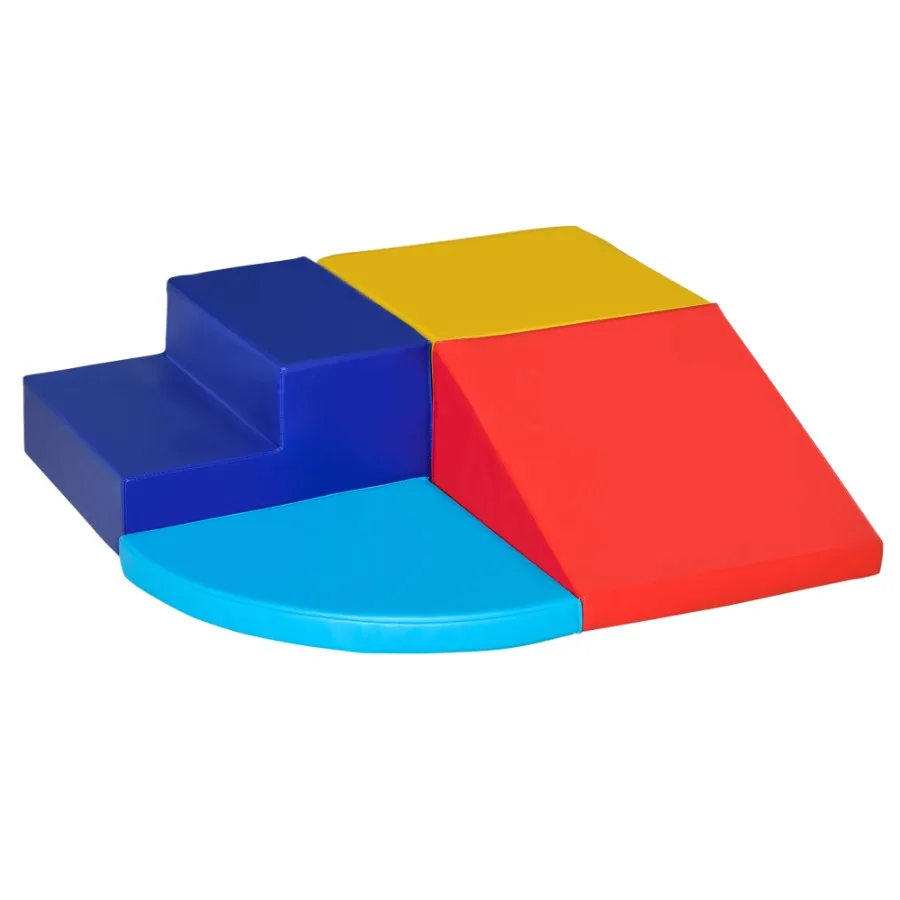 

Qaba Foam Play Set for Toddlers and Easy-to-clean 4 Piece Soft and Safe Climbing Set for Crawling or Sliding Multicolor