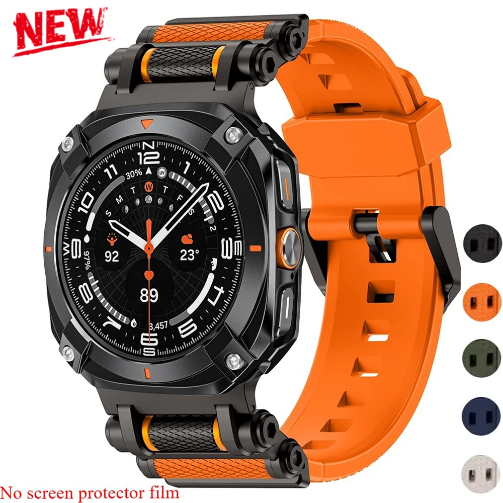 

Metal Case+Silicone Strap for Samsung Galaxy Watch Ultra 2025 47mm Sport Band for Galaxy Watch Ultra No Gaps Wristband Bracelet