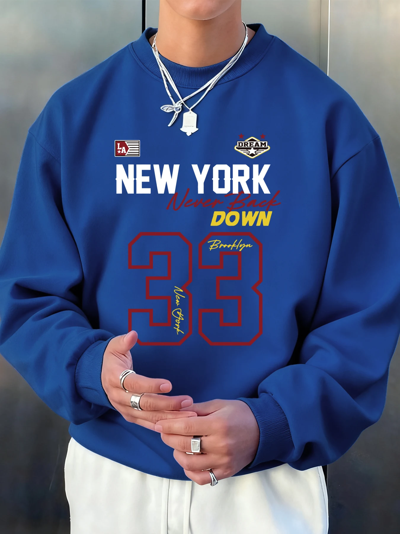 نيويورك أبدا عودة أسفل عدد 33 يطبع الرجال بلوزات دافئة متعدد الألوان البلوز ملابس رياضية عصرية غير رسمية الصوف الملابس #1