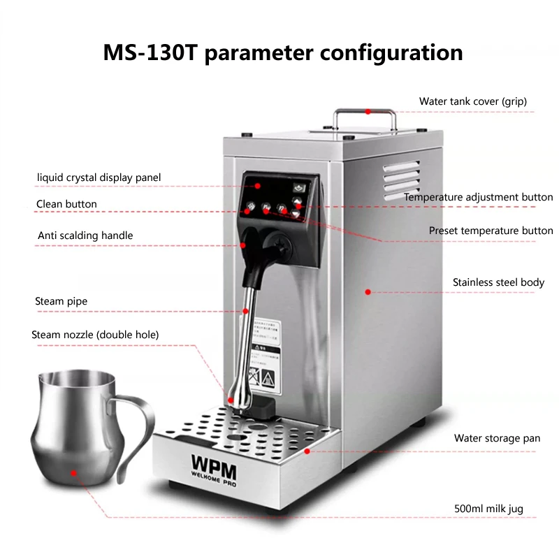 Montalatte commerciale Touch screen LCD intelligente Macchina per bollire l'acqua Attrezzatura per schiuma di latte per acqua calda e acqua fredda