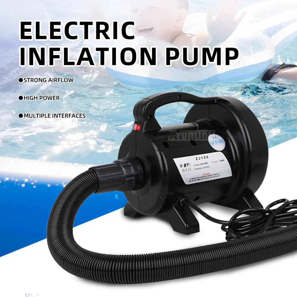 1200W Electric Inflatable Pump, Portable Outdoor Air Pump for Assault Boat, Rubber Boat and Drift Boat
