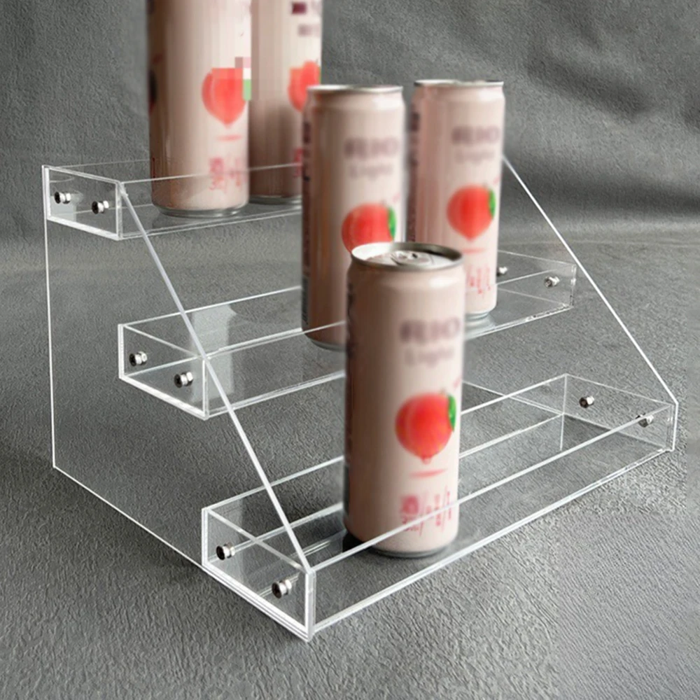 Clear Acrylic Riser Beverages Display Stand Storage Holder Beverage Shelves Organizers Showcase Kitchen Storage Organization