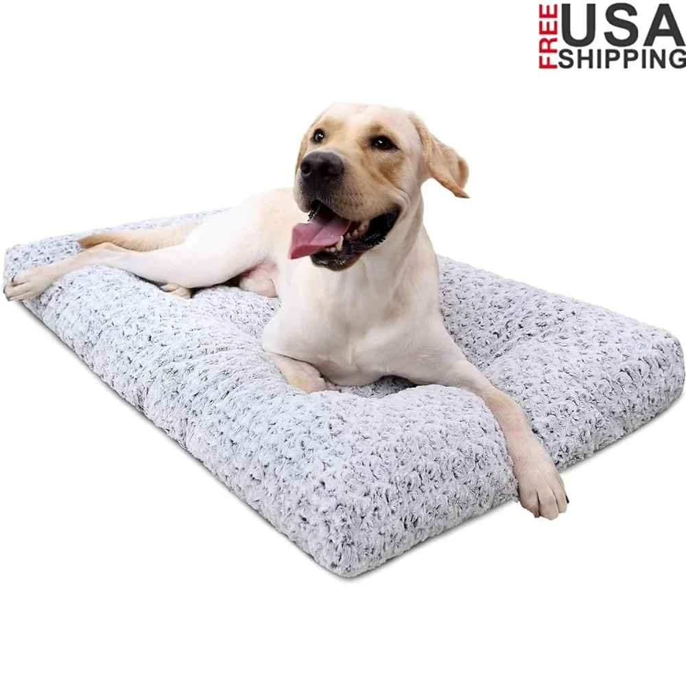 

Washable Dog Bed Plush Anti-Slip Crate Pad Durable Pet Mat Large Medium Small Dogs Travel Friendly 35 inch