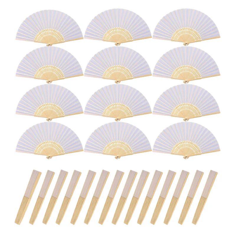 1/3/5/10Pcs Foldable Paper Fan Portable Chinese Bamboo Fan Wedding Gifts For Guest Birthday Party Decoration Kids Painting