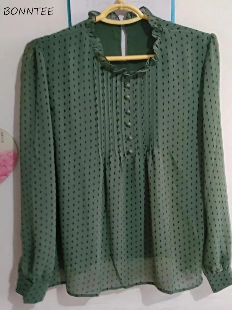 

Blouse Women Polka Dot Korean Fashion Casual Long Sleeve Temperament Spring Autumn Age-reducing Trendy All-match Harajuku Top