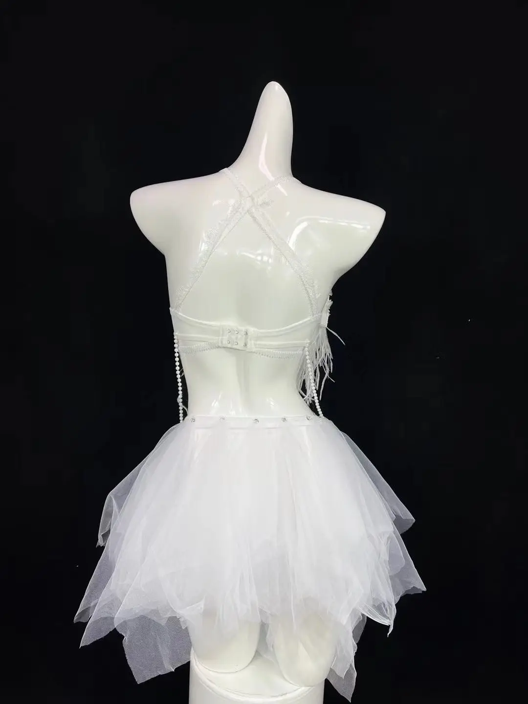 Sexy Gogo Party Dress Nightclub Bar Performance Wear Carnival Costume Women Festival Outfit Tassel Halter Top Gauze Skirt yj645