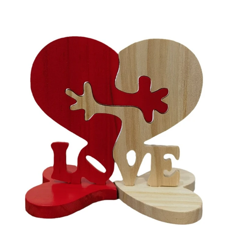 1 pezzo "amore" blocco Puzzle in legno ornamento decorativo scultura ornamento in legno scultura